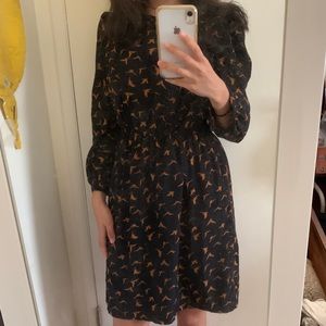Bird Pattern long sleeve dress